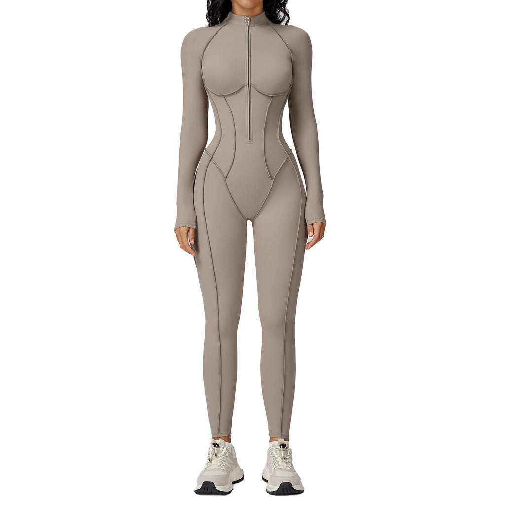 Contrast Stand-Up Collar Jumpsuit